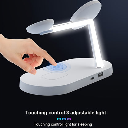 TIMESS 5-in-1 Magnetic Wireless Charger Stand with 15W Fast Charging, LED Night Light & Home Hub - Compatible with for iphone 15/14/13/12 Pro Max Mini, Apple Watch 9/8/7/SE/6/5/4/3/2, Airpods 3/2/pro - Usb-powered