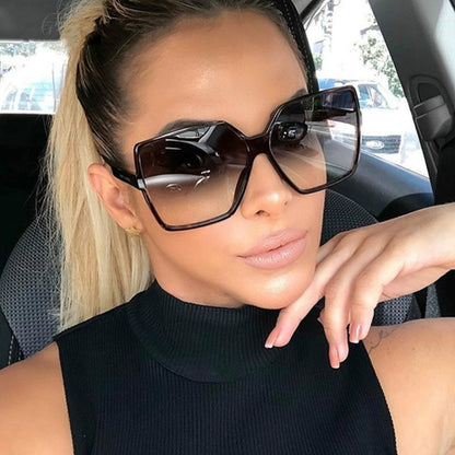 Women's Oversized Shield Fashion Glasses with Gradient Dark to Light Lenses, Lightweight Plastic Frame for & Fashion Accessories, Stylish Protection Eyewear, Trendy Women