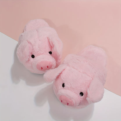 New Women's Home Slippers Fashion Cartoon Slip-On Toe Cover Pink Indoor Slippers, Women Shoes