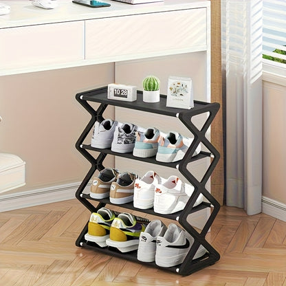 4-Tier Heavy-Duty Shoe Rack - Stainless Steel Load-Bearing Steel Pipes, Space-Saving, Easy to Assemble, Durable Design | Suitable for Entryways and Bedrooms | Modern and Stylish Appearance | Multi-Layer Sneaker Storage with P