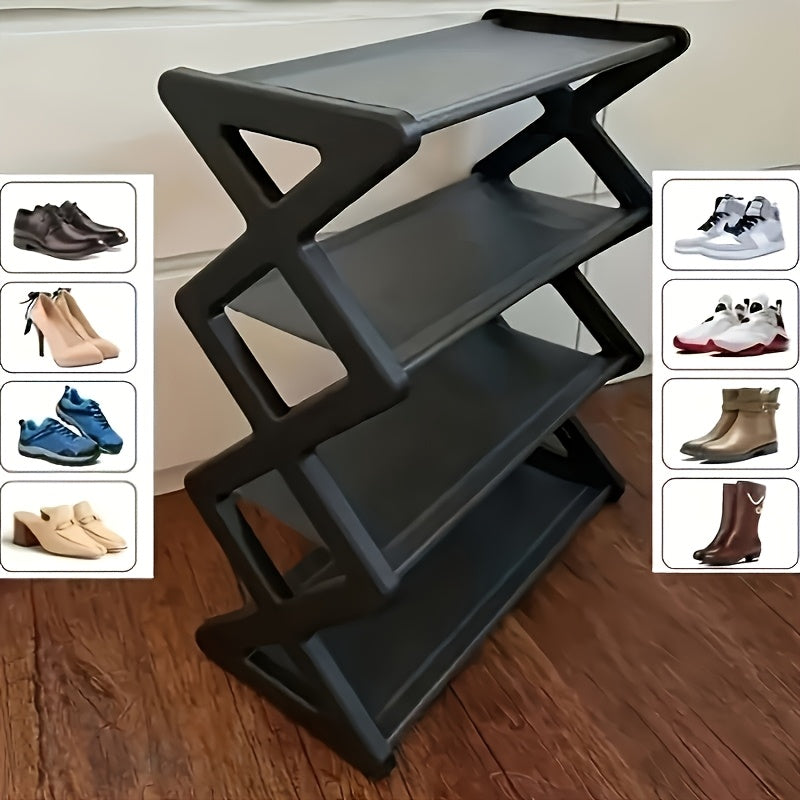 4-Tier Heavy-Duty Shoe Rack - Stainless Steel Load-Bearing Steel Pipes, Space-Saving, Easy to Assemble, Durable Design | Suitable for Entryways and Bedrooms | Modern and Stylish Appearance | Multi-Layer Sneaker Storage with P