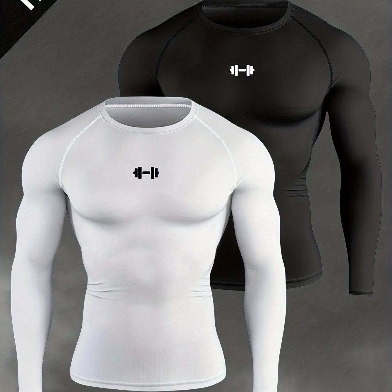 Men's Athletic T-Shirt, Sporty Body-Hugging Fit with High Elasticity, Crew Neck, Long Sleeve, Suitable for Hiking, Jogging, Cycling, and Outdoor Fitness Workouts