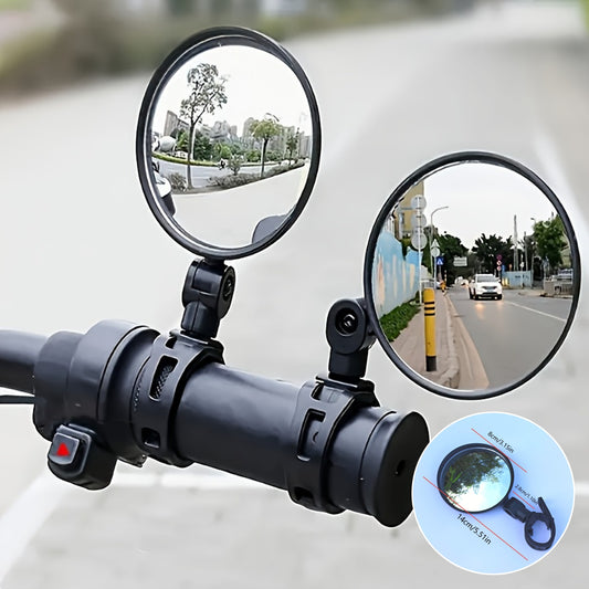 2pcs Adjustable Rotating Bicycle Rearview Mirrors - Enhance Road Safety and Visibility, 360° Adjustable Rearview Mirrors for Mountain Bikes and Bicycles, Shockproof Safety Lenses, Quick-Install Handlebar Accessories