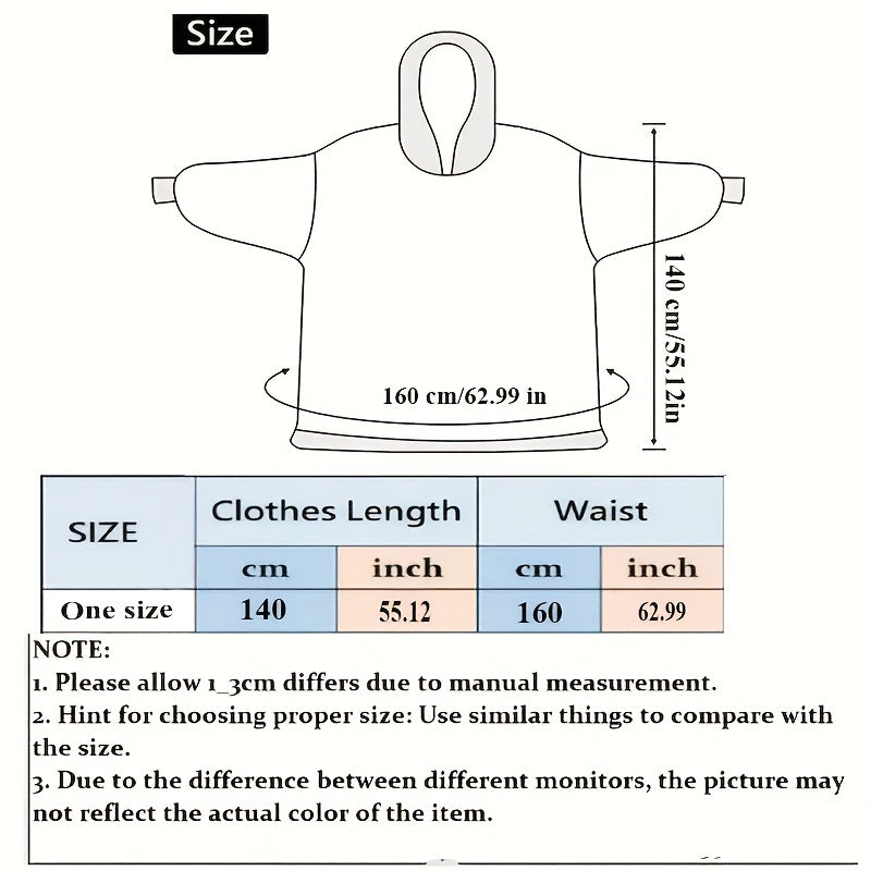 Wearable Blanket Hoodie Plush Soft Warm Hoodie Blanket, Comfy Sweatshirt with Big Pocket for Women & Men Adults