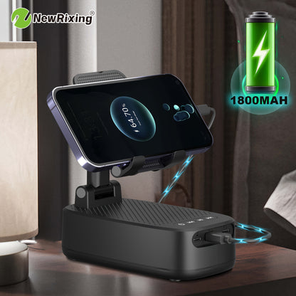 NewRixing 6W Wireless Speaker with Phone Holder, TWS Dual Pairing, 1800mAh Battery, Hands-Free Calling, Portable Power Bank, 6-Hour Playtime, Hi-Fi Sound Quality, Loud Stereo & Deep Bass, USB-C Charging, Indoor/Outdoor Use, A