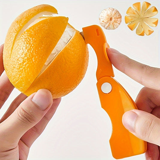 1pc Orange Peeler, Plastic Orange Peeler, Simple Lemon Peeler, Grapefruit Peeler, Creative Cutter, Orange Peeler Tool with Folding Handle, Fruit Peeler, Vegetable And Fruit Tools, Kitchen Gadgets, Peeler for Oranges