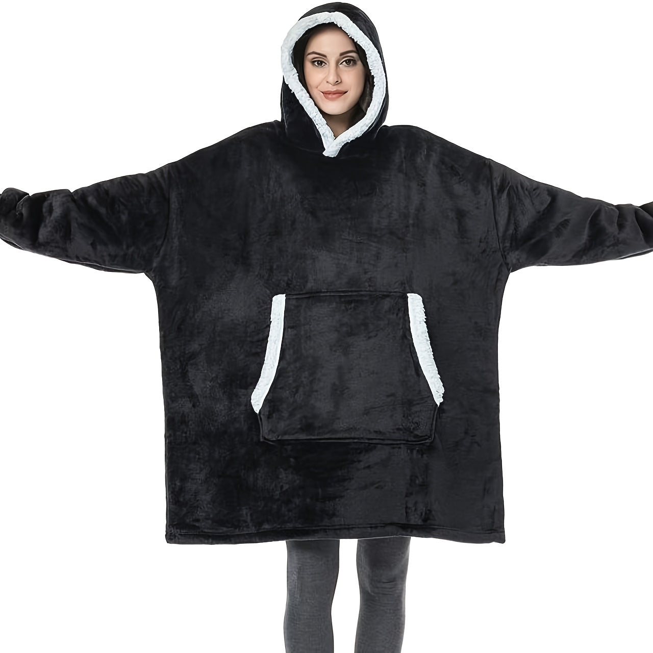 Ultra-Soft Sherpa Velvet Reversible Hoodie with Kangaroo Pocket, Comfortable, Machine Washable, And Wearable Sweatshirt, a Perfect Gift.