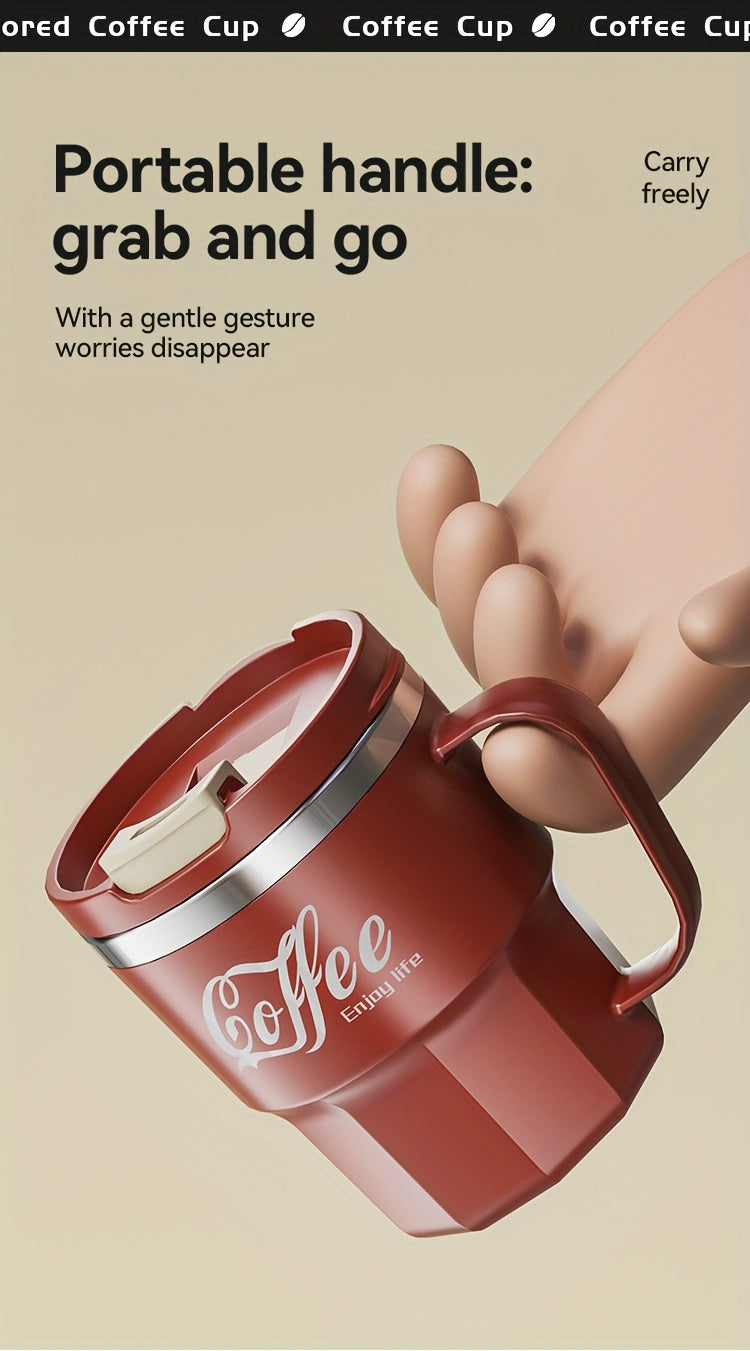 1pc 304 Stainless Steel Coffee Cup with Lid | Double-Walled, Leakproof Travel Mug for Hot and Cold Beverages, Ideal for Office and Parties, Perfect Gift for Christmas, Valentine's, Mother'S Day, Thanksgiving - WKEFF