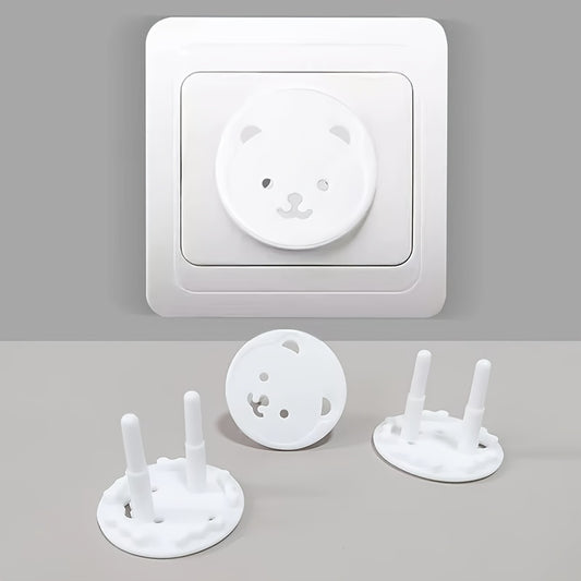 20 EU Standard Bear-Shaped Safety Socket Covers, Korean-Style Socket Covers, Childproof Electrical Safety Products for Home Protection