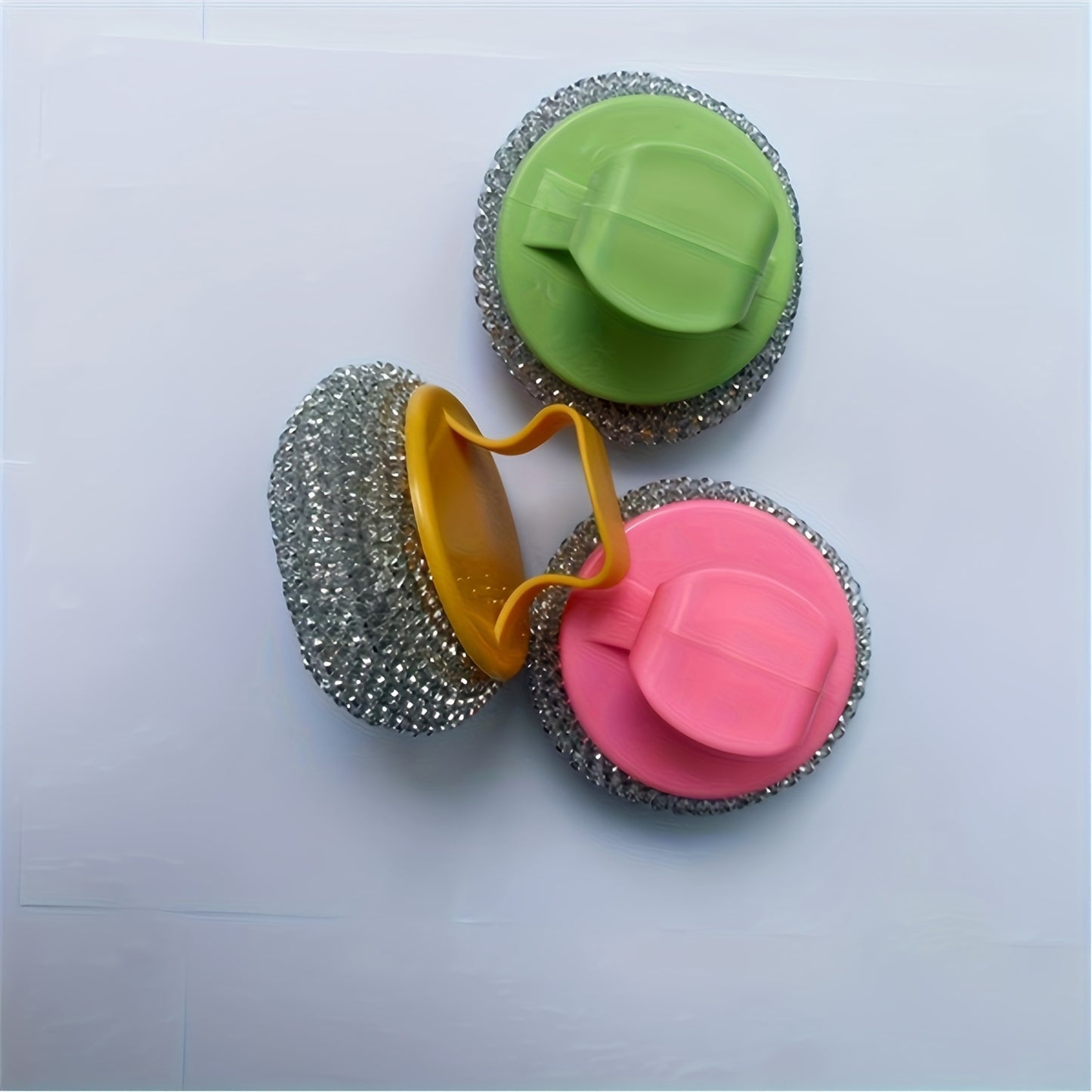 2pcs/Stainless Steel Sponge Handle Scrub Bru Nsh Kitchen Cleaning Tool, On-Scratch Nano Wire Detachable Stain Removal Ball for Home Use, No Residue Multi-Purpose Cleaning Brushp