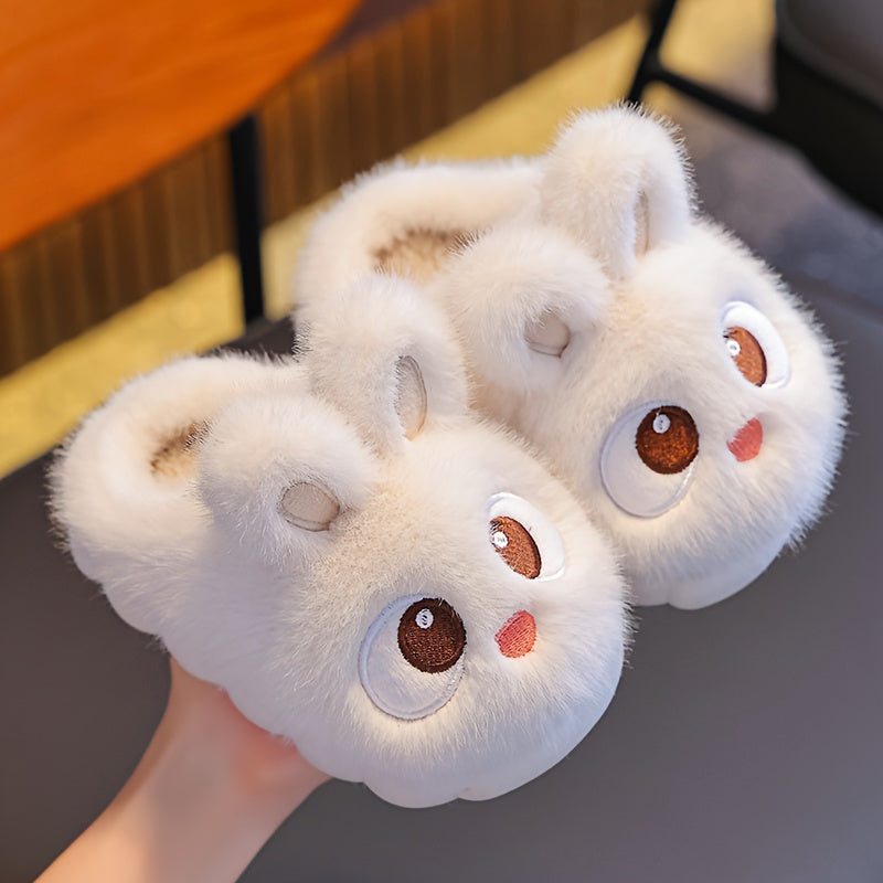 1 Pair of Girls' Cute Cartoon Rabbit Slippers, Suitable for Indoor Wear by Toddlers, for Autumn and Winter Seasons