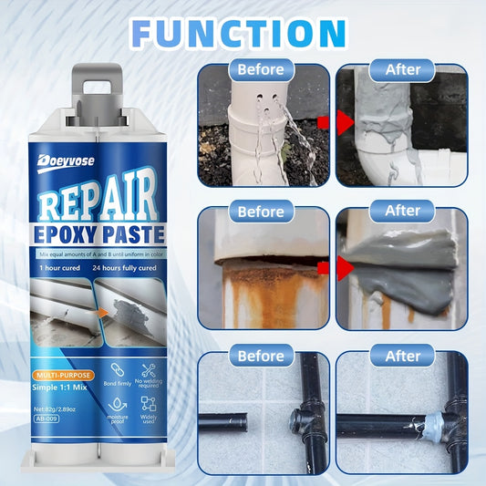 Doeyvose - EPOXY PASTE for REPAIR - Super Diamond Mud Seal Designed for Metal, Fast-Drying, And Resistant to High Temperatures, Ideal for Fixing Leaks in Metal Water Tanks And Radiators As an to Welding - 82G/2.89Oz