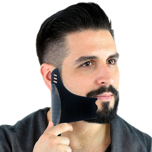 Six-in-One Beard Styling Template Comb for Precision Shaping and Edging, Suitable for Perfectly Arranging and Sealing Beard Lines in the Chin/Forehead/Neck, Symmetrical/Curve/Step Cutting Compatible with Any Electric Trimmer