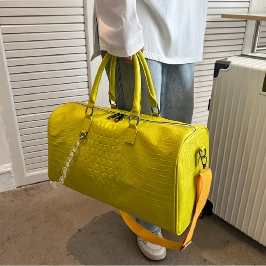 Large Capacity Crocodile Embossed Sports Bag, Zipper Lightweight Duffle Bag, Versatile Gym Shoulder Bag