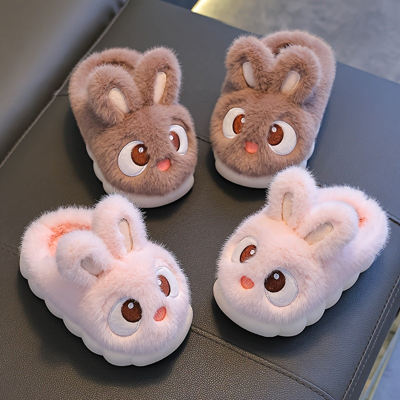 1 Pair of Girls' Cute Cartoon Rabbit Slippers, Suitable for Indoor Wear by Toddlers, for Autumn and Winter Seasons
