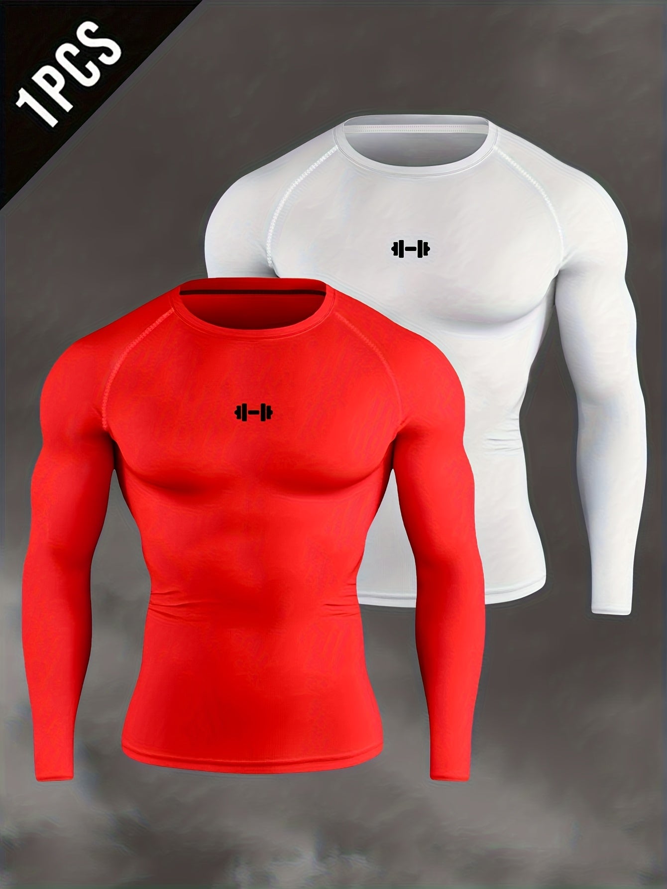 Men's Athletic T-Shirt, Sporty Body-Hugging Fit with High Elasticity, Crew Neck, Long Sleeve, Suitable for Hiking, Jogging, Cycling, and Outdoor Fitness Workouts