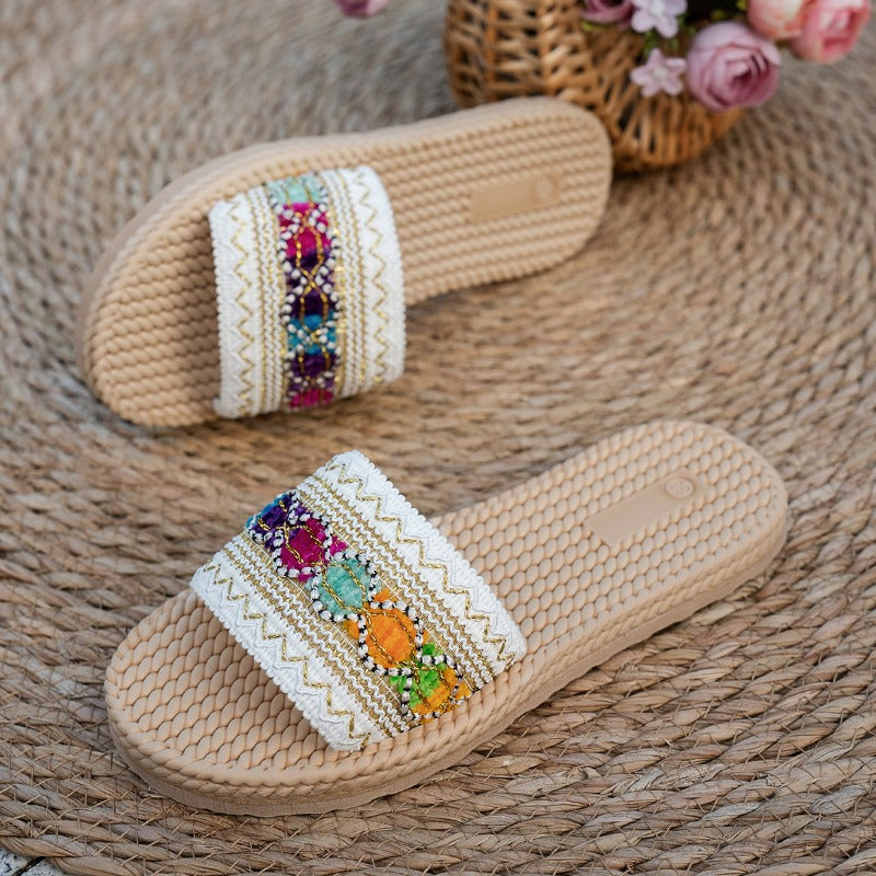 Women's Slip-on Fashion Flat Sandals with Thick Soles and Slippers, Women Shoes