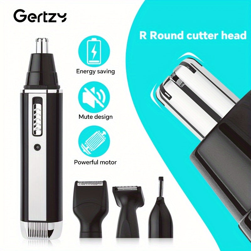 GERTZY 4-in-1 (Compatible for Rechargeable) Men's & Women's Electric Trimmer, Shaver & Clipper - Multi-Function Facial Hair for Nose, Eyebrows, Beard, Mustache, Side Burns - Painless Grooming Device, Holiday Gift for Men &