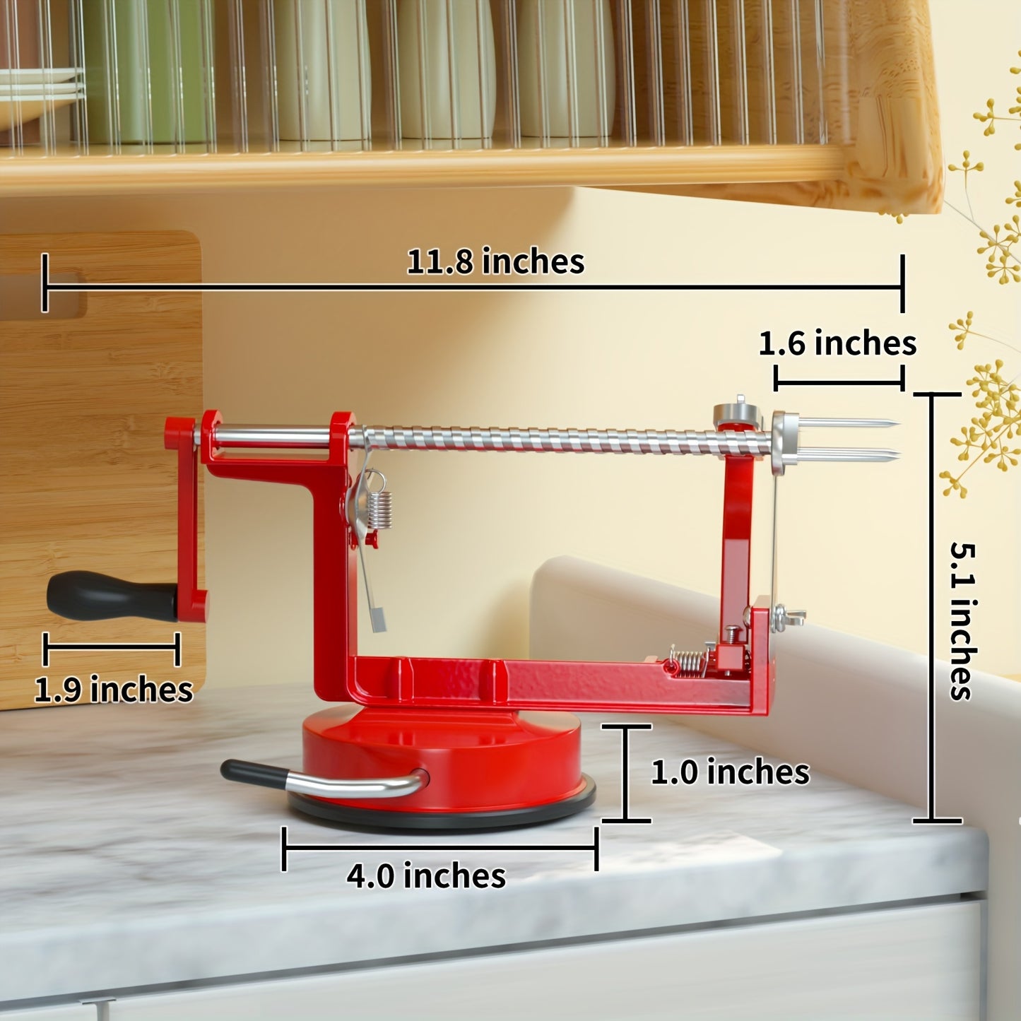 Apple Peeler Corer 3 In 1 Apple Peeler Slicer Corer With Powerful Suction Base And Stainless Steel Blades