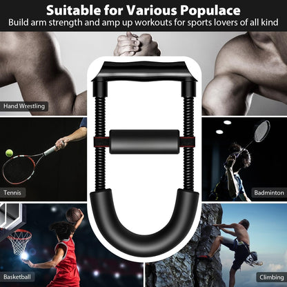 Adjustable Wrist Strengthener & Grip Trainer - Heavy-Duty Stainless Steel Forearm & Hand Workout Equipment for Athletes, Musicians, Injury Recovery - Portable Home Gym Fitness Tool, Black, Muscle Trainer, Ergonomic Design, No