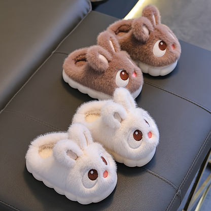 1 Pair of Girls' Cute Cartoon Rabbit Slippers, Suitable for Indoor Wear by Toddlers, for Autumn and Winter Seasons