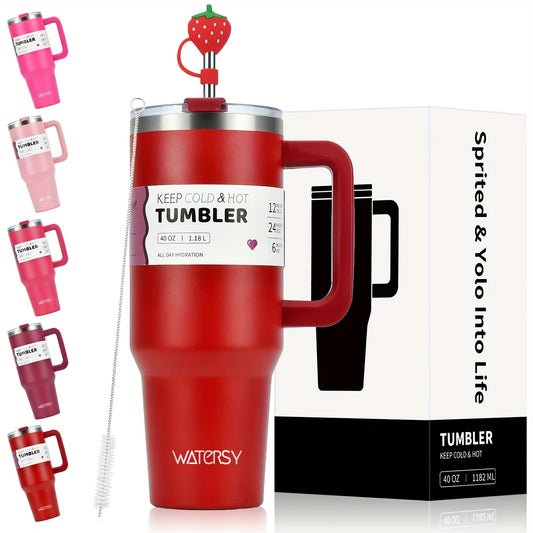 1pc of WATERSY 304 Stainless Steel Vacuum Insulated Tumbler, Featuring a Signature Sleeve, Spray-Painted Surface, Dishwasher Safe, Equipped with a 100% Leak-Proof 2 in 1 Straw Lid, Sealed And Leak-Proof, Includes a 304 Stainl