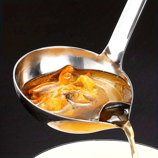 1pc Stainless Steel Oil Separator | Household Kitchen Tool, Soup Ladle, Gravy Food Fat Skimmer, Grease Strainer, Hot Pot Oil Filter Spoon
