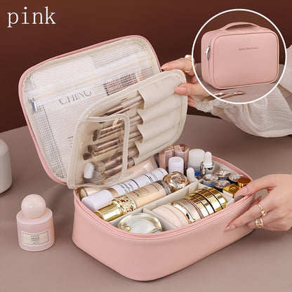 Multi-layer large-capacity detachable makeup bag, travel-inspired cosmetic organizer with brush storage, versatile portable beauty essentials pouch suitable for both men and women, lightweight travel-friendly essential beauty