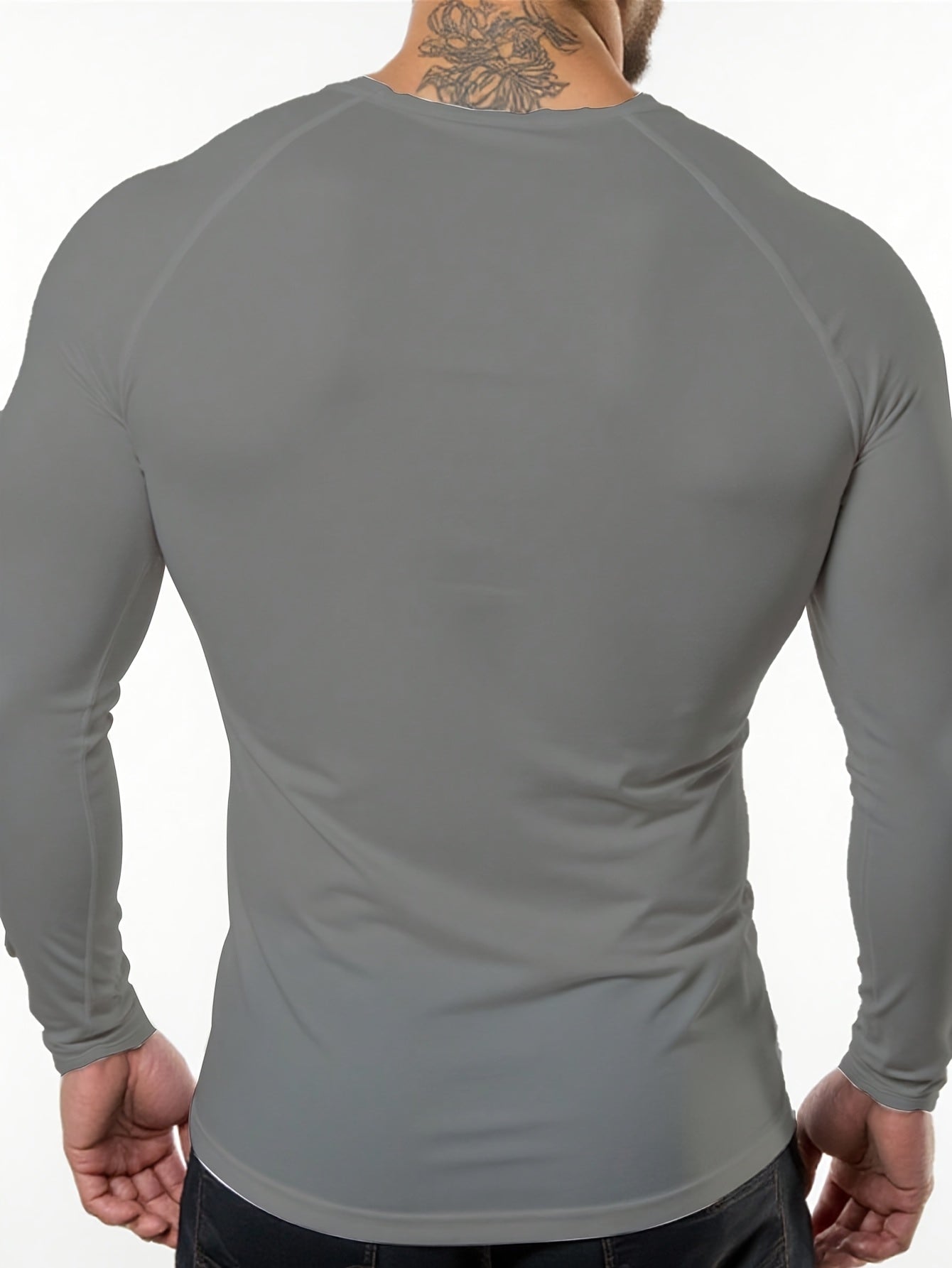 Men's Athletic T-Shirt, Sporty Body-Hugging Fit with High Elasticity, Crew Neck, Long Sleeve, Suitable for Hiking, Jogging, Cycling, and Outdoor Fitness Workouts