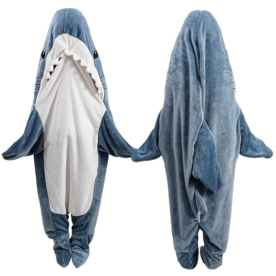 Wearable Shark Blanket Hoodie & Shark Sleeping Bag - Soft Cozy Shark Costume for &, Bedspread with Shark Bedcover, Machine Washable Shark Themed Sleepwear for Themed Parties & Bedtime ()
