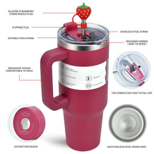 1pc of WATERSY 304 Stainless Steel Vacuum Insulated Tumbler, Featuring a Signature Sleeve, Spray-Painted Surface, Dishwasher Safe, Equipped with a 100% Leak-Proof 2 in 1 Straw Lid, Sealed And Leak-Proof, Includes a 304 Stainl