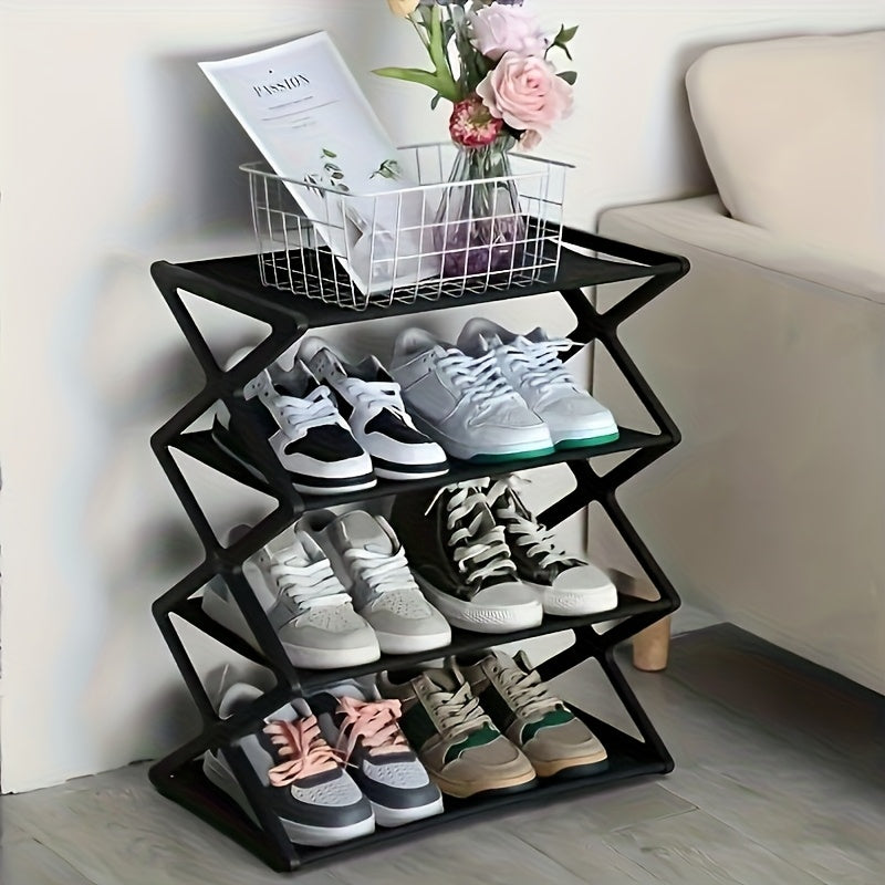 4-Tier Heavy-Duty Shoe Rack - Stainless Steel Load-Bearing Steel Pipes, Space-Saving, Easy to Assemble, Durable Design | Suitable for Entryways and Bedrooms | Modern and Stylish Appearance | Multi-Layer Sneaker Storage with P
