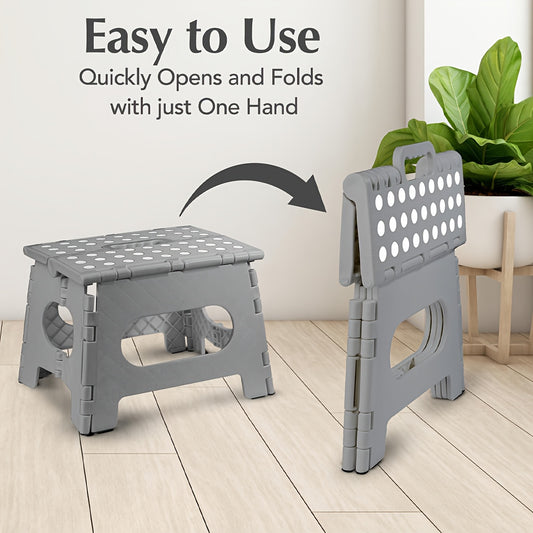 Heavy Duty 22.86-45.72 cm Folding Step Stool for Adults, Foldable Collapsible Plastic Stool with Non Slip Surface - Gray, for Kitchen Bathroom Bedroom(22.86/27.94/33.02/40.64/45.72 cm)