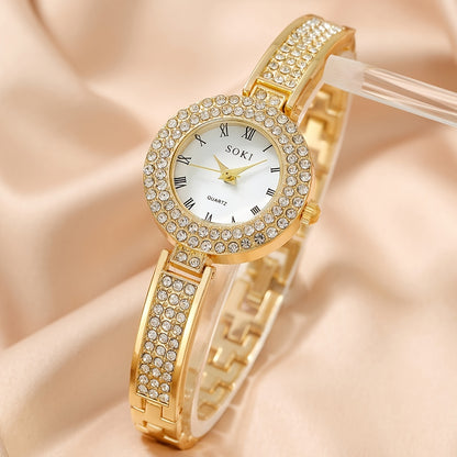 Ultra Thin Bracelet Watches For Women Sparkle Rhinestone Ladies Dress Analog Quartz Watch Small Dial Wrist Watches