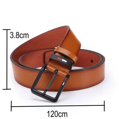 Men’s PU Leather Belt with Alloy Square Pin Buckle, Business and Casual Waist Belt in Black, Coffee, and Brown, 3.8cm Wide Adjustable Fashion Belt