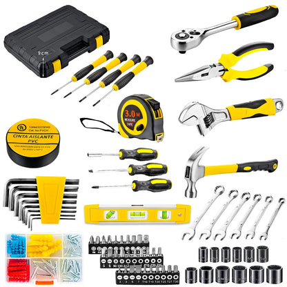 108-Piece Household Tool Set with Plastic Toolbox, General Hand Tool Kit for Home and Car Repair