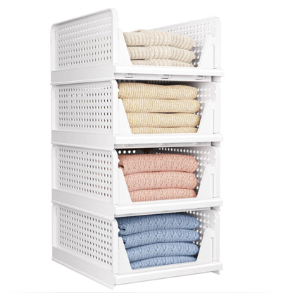 Stackable Foldable Storage Boxes with Drawers, PP Cabinet & Wardrobe Organizer for Bedroom & Bathroom