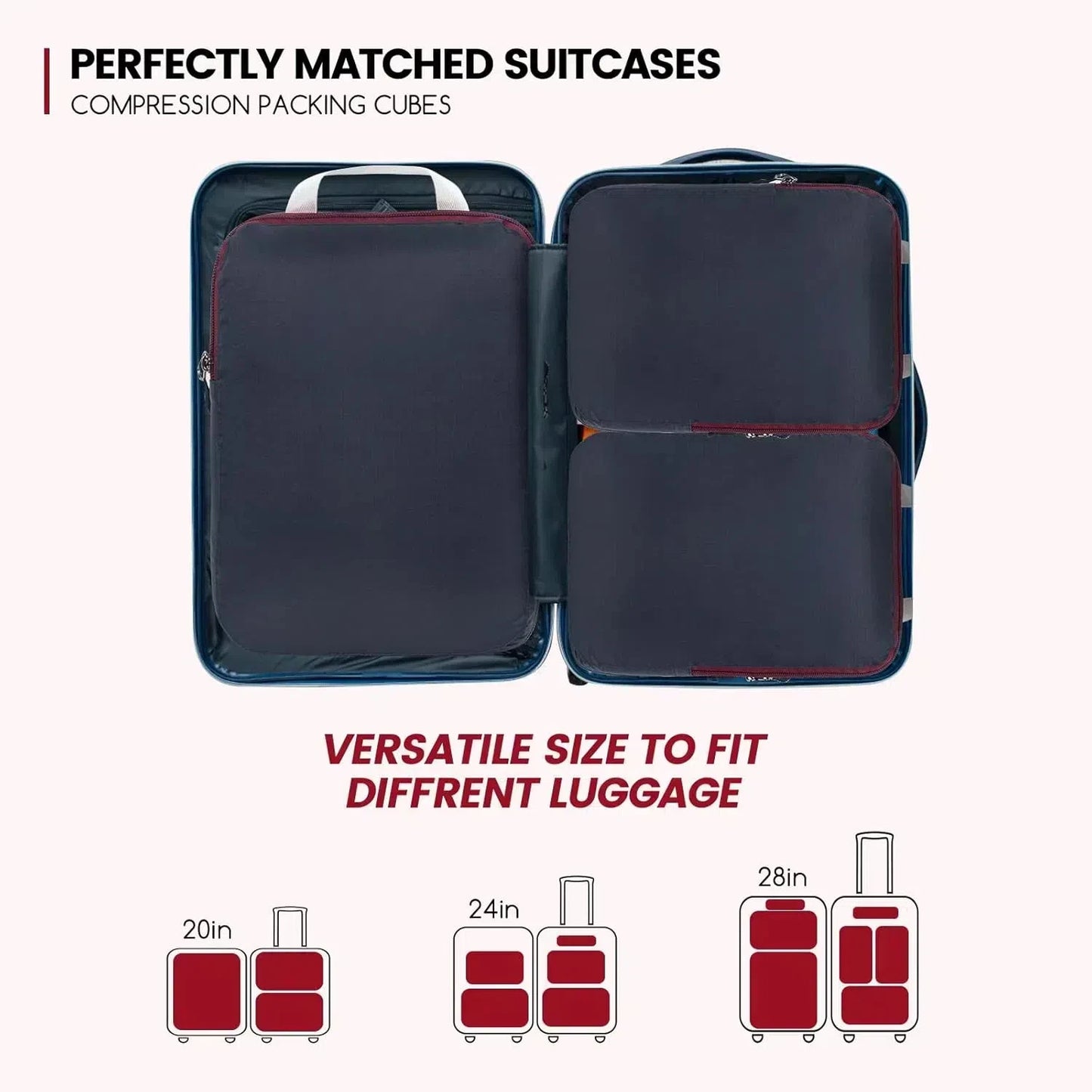 2/6/9 Set Compression Packing Cubes Waterproof Travel Organizer Bags Space-Saving Luggage Storage for Suitcase Travel Essentials