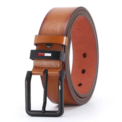 Men’s PU Leather Belt with Alloy Square Pin Buckle, Business and Casual Waist Belt in Black, Coffee, and Brown, 3.8cm Wide Adjustable Fashion Belt