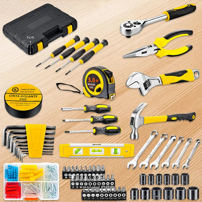 108-Piece Household Tool Set with Plastic Toolbox, General Hand Tool Kit for Home and Car Repair