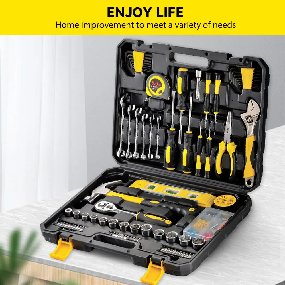 108-Piece Household Tool Set with Plastic Toolbox, General Hand Tool Kit for Home and Car Repair