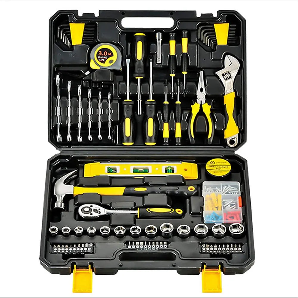 108-Piece Household Tool Set with Plastic Toolbox, General Hand Tool Kit for Home and Car Repair