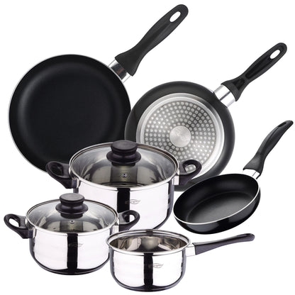 San Ignacio 8PCS Nonstick Cookware Set, Induction Ready Aluminum Pots & Pans Set – Black