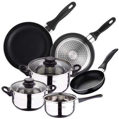 San Ignacio 8PCS Nonstick Cookware Set, Induction Ready Aluminum Pots & Pans Set – Black