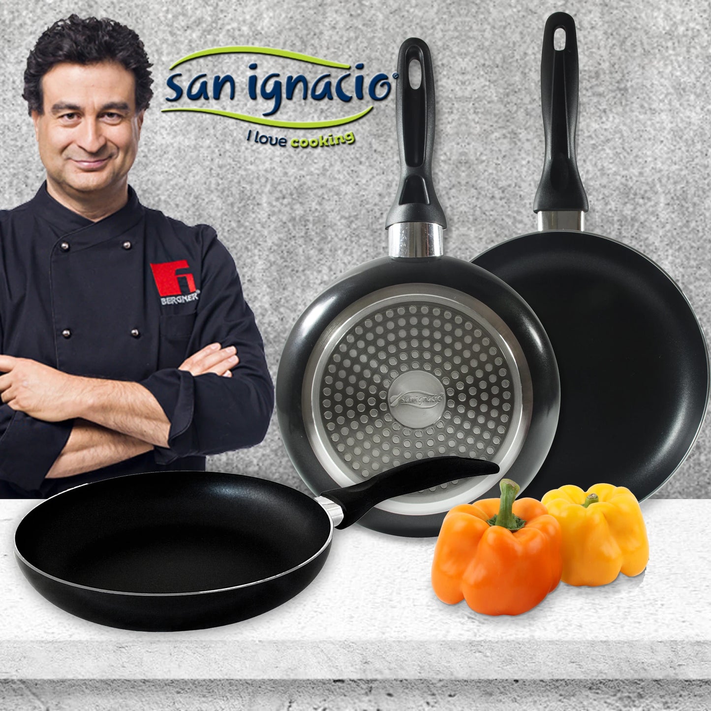 San Ignacio 8PCS Nonstick Cookware Set, Induction Ready Aluminum Pots & Pans Set – Black