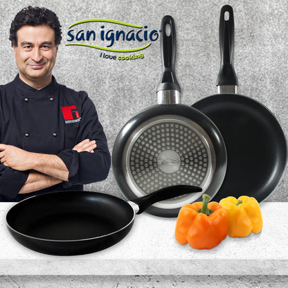 San Ignacio 8PCS Nonstick Cookware Set, Induction Ready Aluminum Pots & Pans Set – Black
