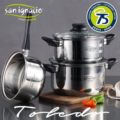 San Ignacio 8PCS Nonstick Cookware Set, Induction Ready Aluminum Pots & Pans Set – Black