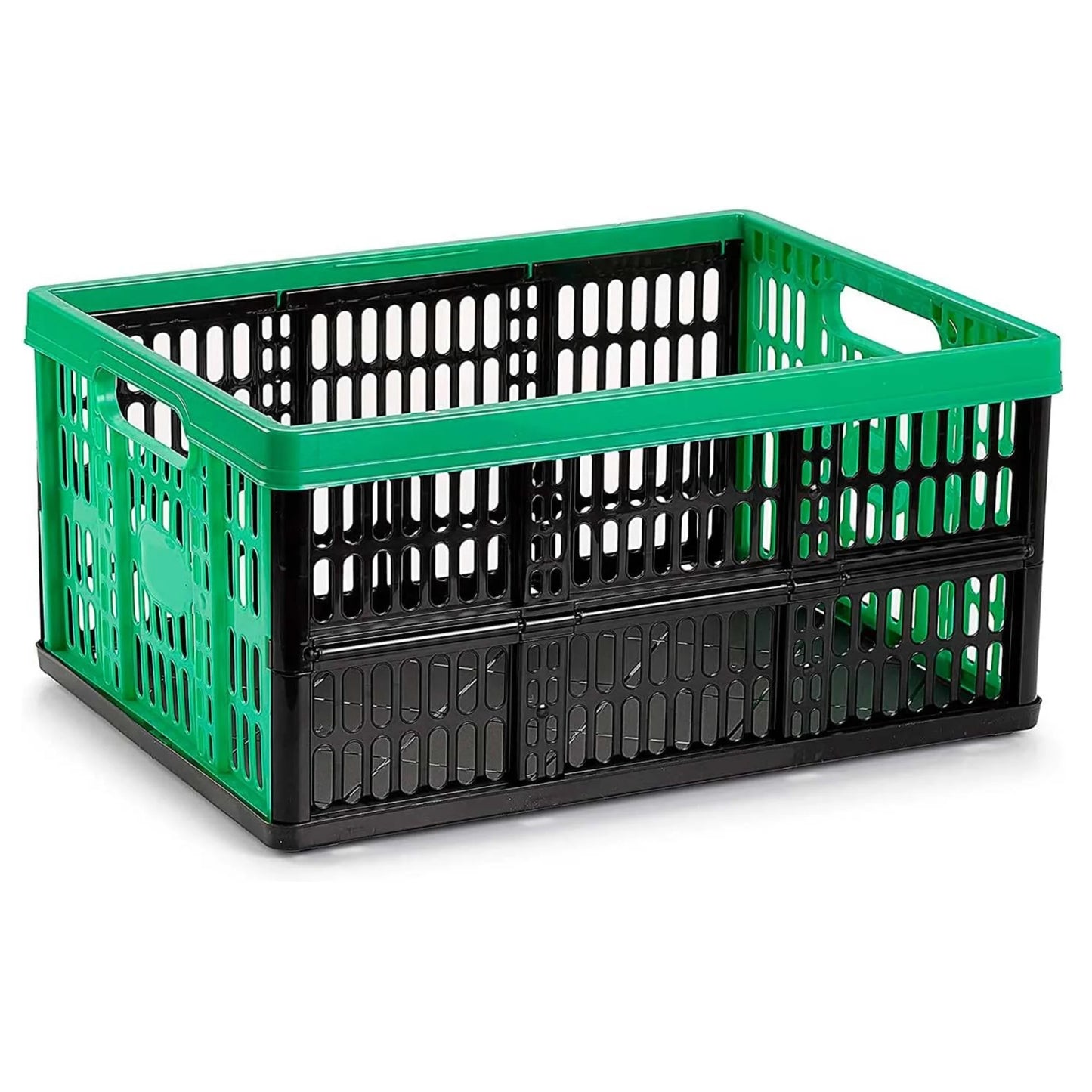 Plastic Forte Foldable Storage Boxes, Pack of 3 (32L), Stackable Collapsible Crates in Blue, Green & Red