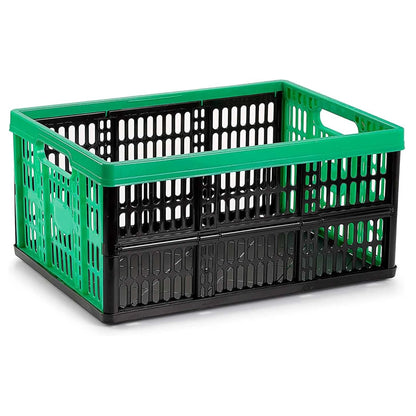 Plastic Forte Foldable Storage Boxes, Pack of 3 (32L), Stackable Collapsible Crates in Blue, Green & Red