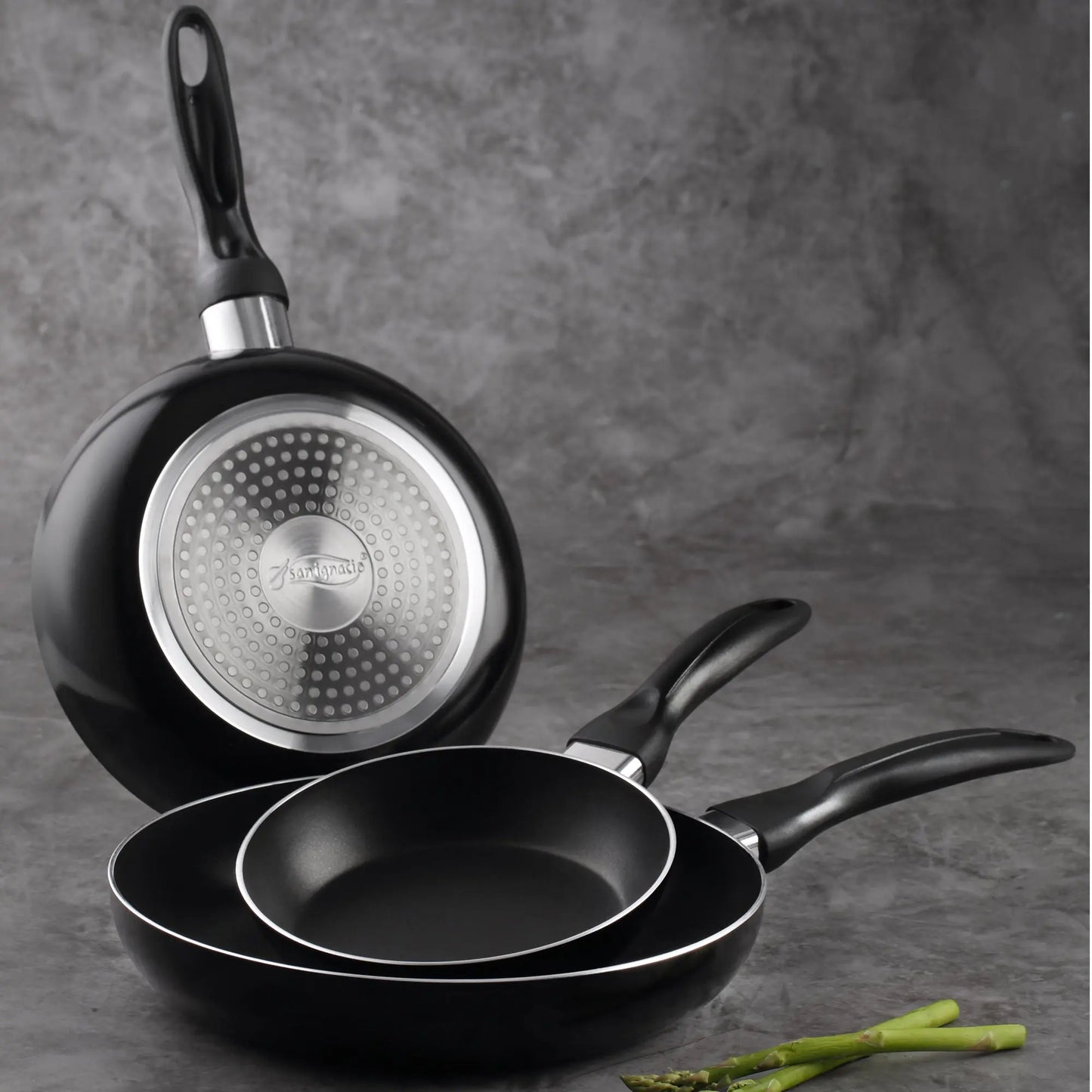 San Ignacio 8PCS Nonstick Cookware Set, Induction Ready Aluminum Pots & Pans Set – Black